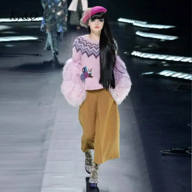 Дизайнер подиума 2019 зимний женский Рождественский милый Роскошный розовый