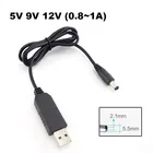 USB-преобразователь постоянного тока 5 В в постоянный ток 9 в 12 В адаптер источника питания Повышающий Модуль Удлинительный соединитель линейный провод USB-разъем к кабелю постоянного тока 2, 1 Х5, 5 мм