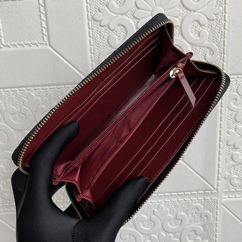 

Luxury Brand AAA Quality Leather Women Long Wallet Caviar Clutch Bag Cowhide Zipper Coin Purse Male Mobile Phone Bag Card Case