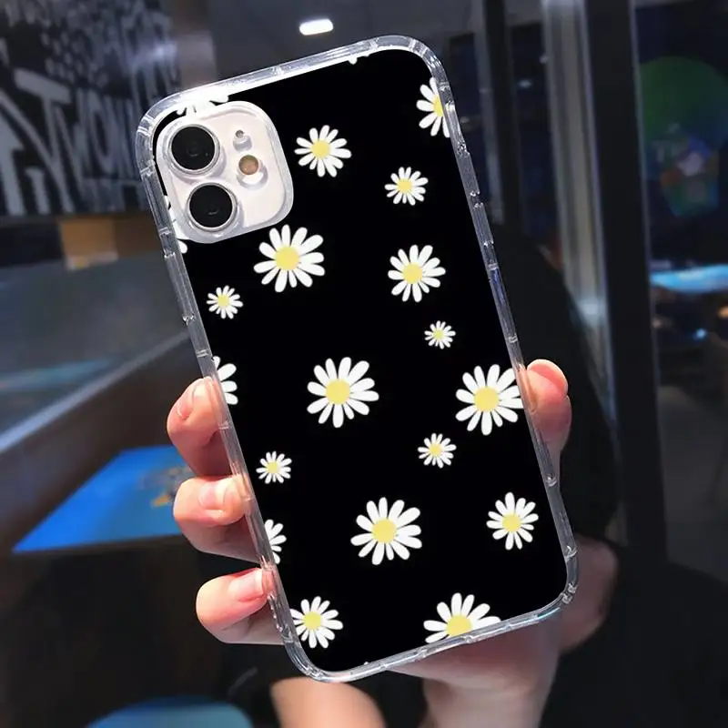

Daisy Sunflower folwer pattern Phone Case Transparent soft For iphone 5 5s 5c se 6 6s 7 8 11 12 plus mini x xs xr pro max