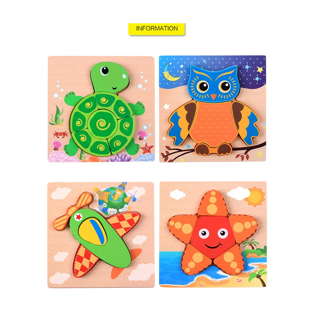 2019 детские развивающие игрушки деревянные пазлы в виде животных для малышей 1 2 3