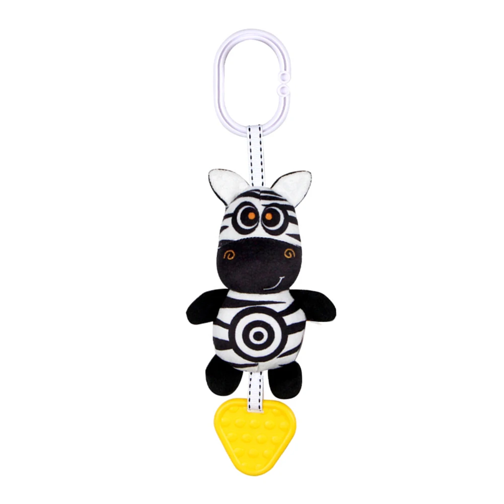 

Baby Rattle Cartoon Animal Black And White Wind Chime Children Soft Rattle Toy Bed Hanging Plush Doll Baby Stroller Pendant