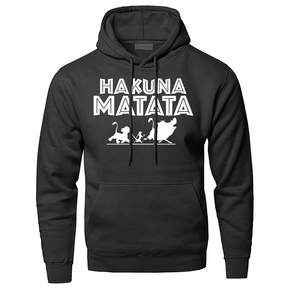 Толстовка с капюшоном «Король Лев Акуна Матата», Мужская Simba толстовка с капюшоном Pumbaa Timon,, осенне-зимняя спортивная одежда с героями мультфильмов - Цвет: Black 5