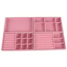 Ящик для шкатулки для ювелирных изделий, органайзер для хранения вельветовых ювелирных изделий, витрина для колец, поднос с отделениями для ожерелья, браслета