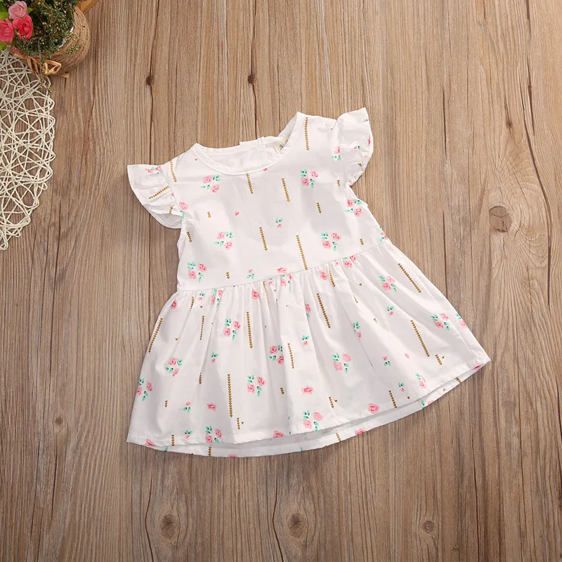 

Toddler Infantil Kids Baby Girl Party Floral Cute Princess Flower Pattern Print Tutu Mini Dress 0-24M