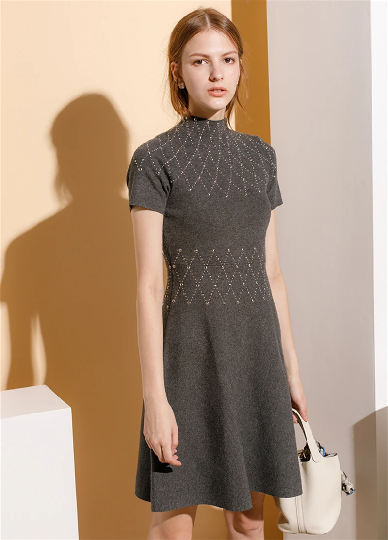 Tunjuefs Горячая блестки вязаное платье для женщин Vestido молнии элегантный Bodycon водолазка с коротким рукавом халат пуловеры осень
