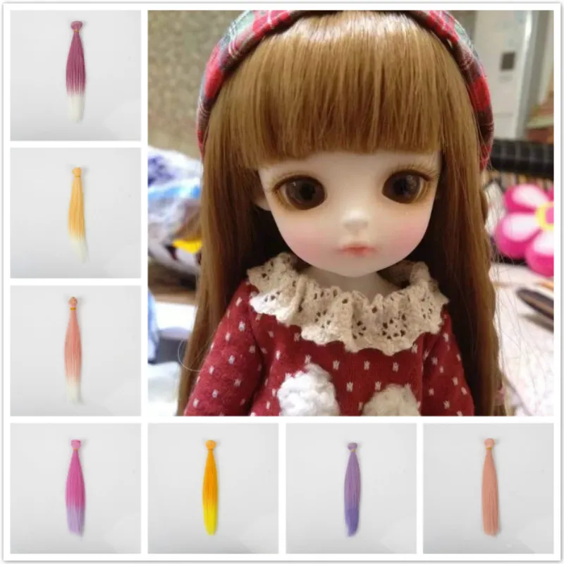

6pcs /lot 25 x 100cm Heat Resistant Synthetic Straight Long Hair Doll Weft Hair Extensions for DIY BJD/SD/Bly the/18 Inch Doll W