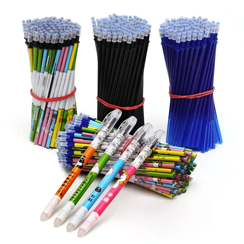 34Pcs/Set Erasable Gel Pen 0.5mm Erasable Pen Refill Rod Blue Black Ink Washable Handle For School Stationery Office Writing