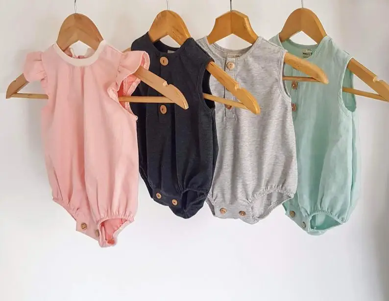 

Sleeveless Bodysuit Overall Jumpsuit Outfit Summer Clothes Baby Boys Solid Romper