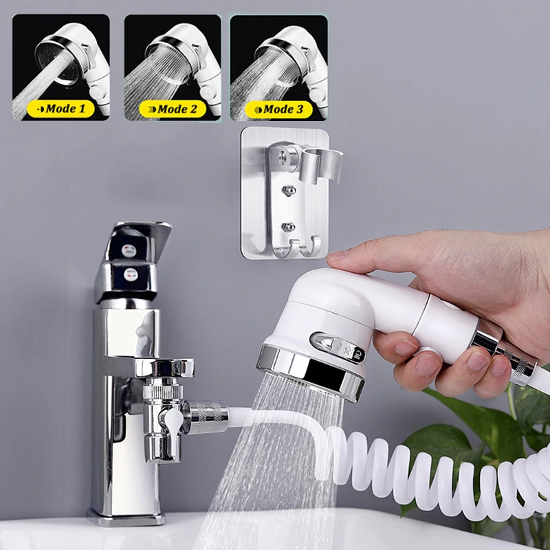 bathroom basin faucet adapter shower head set adjustable water tap diverter valve sprayer kitchen sink splitter extend showerhe free global shipping