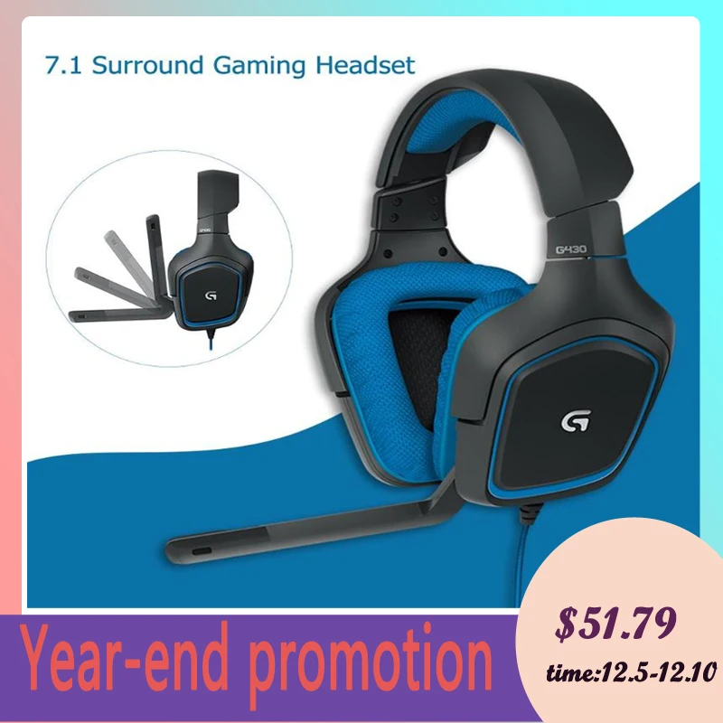 Игровая стереогарнитура logitech G430 7,1 с объемным звучанием, проводные наушники с USB, регулируемые наушники с шумоподавлением, вращающиеся амбушюры для ПК/PUBG