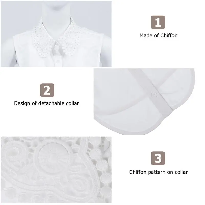 

1pc Chiffon Collar Fake Collar Decorative False Shirt Collar Costume Accessory