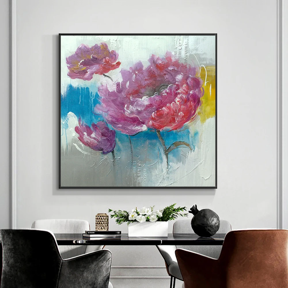 

Abstract Colorful Tulip Flowers Oil Painting On Canvas 100% Hand Painted Modern 3D Flowers Wall Art Painting For Home Decoration