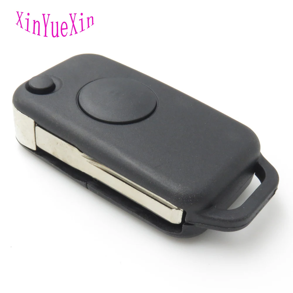 

XinYueXin Flip Folding Remote Key Fob Case Shell for Mercedes for Benz 1Button Replacement Cover Uncut Blade 2 Track