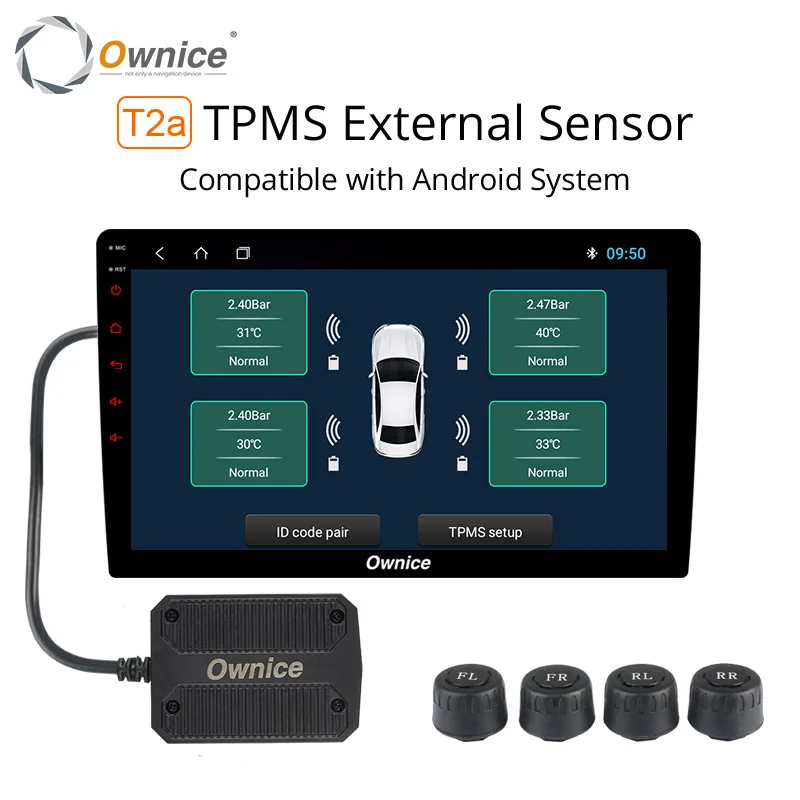 

Ownice USB Android TPMS Tire Pressure Monitor Android Navigation Pressure Monitoring Alarm System Wireless Transmission TPMS