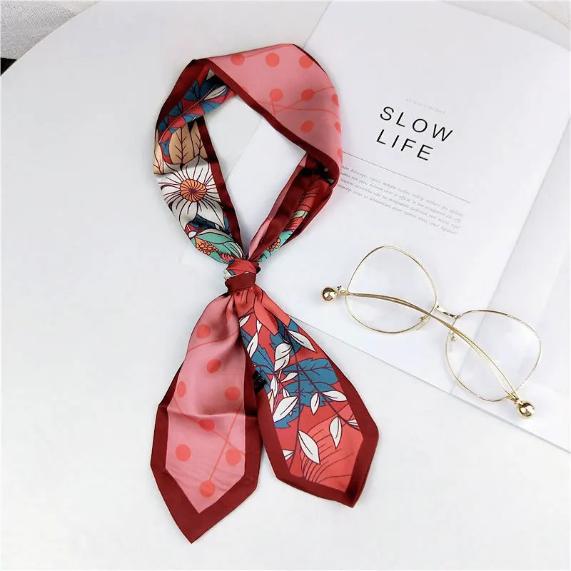 

Watch Strap Print Silk Scarf Women Scarf Bag Ribbons Head Scarf Small Long