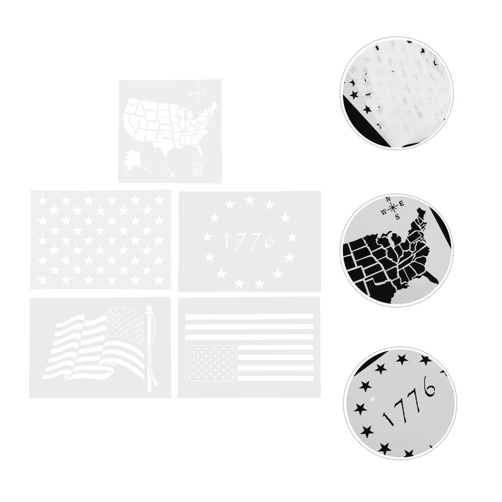 

5pcs American Map Flag Stencils Creative Painting Templates for Craft Art