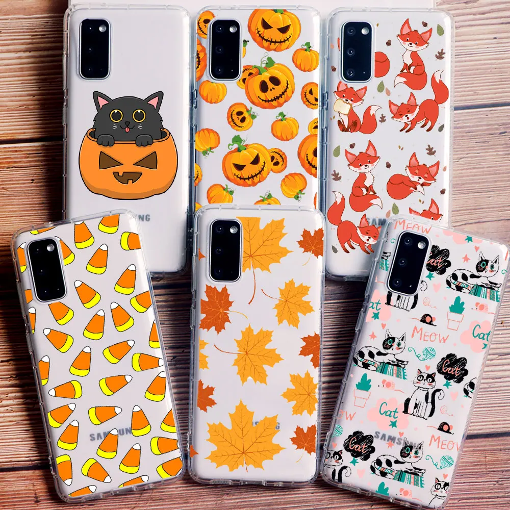 Милый чехол для телефона Хэллоуин Тыква Кукуруза Пингвин лиса SamSung Galaxy A50 A70 S20 S10 E