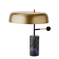 modern golden brushed iron shade e27 led with cylindrical marble base table lamp bedroom bedside lamp eu plug in type