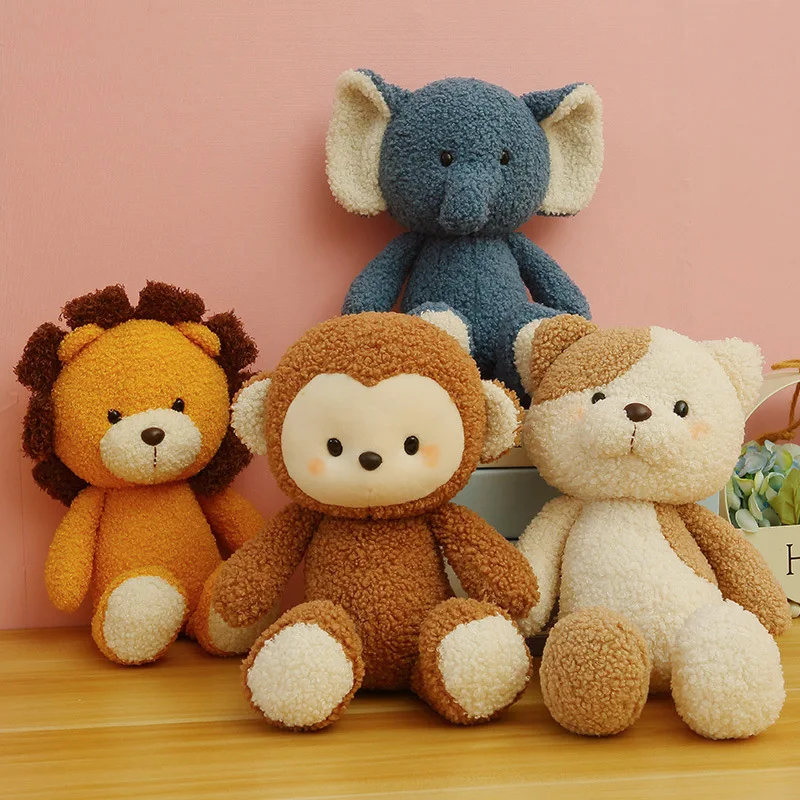 

Hot 1pc 35cm Lovely Monkey Lion Elephant Cat Plush Toys Cartoon Animal Dolls Stuffed Soft Toy Birthday Gift for Kids Girlfriend
