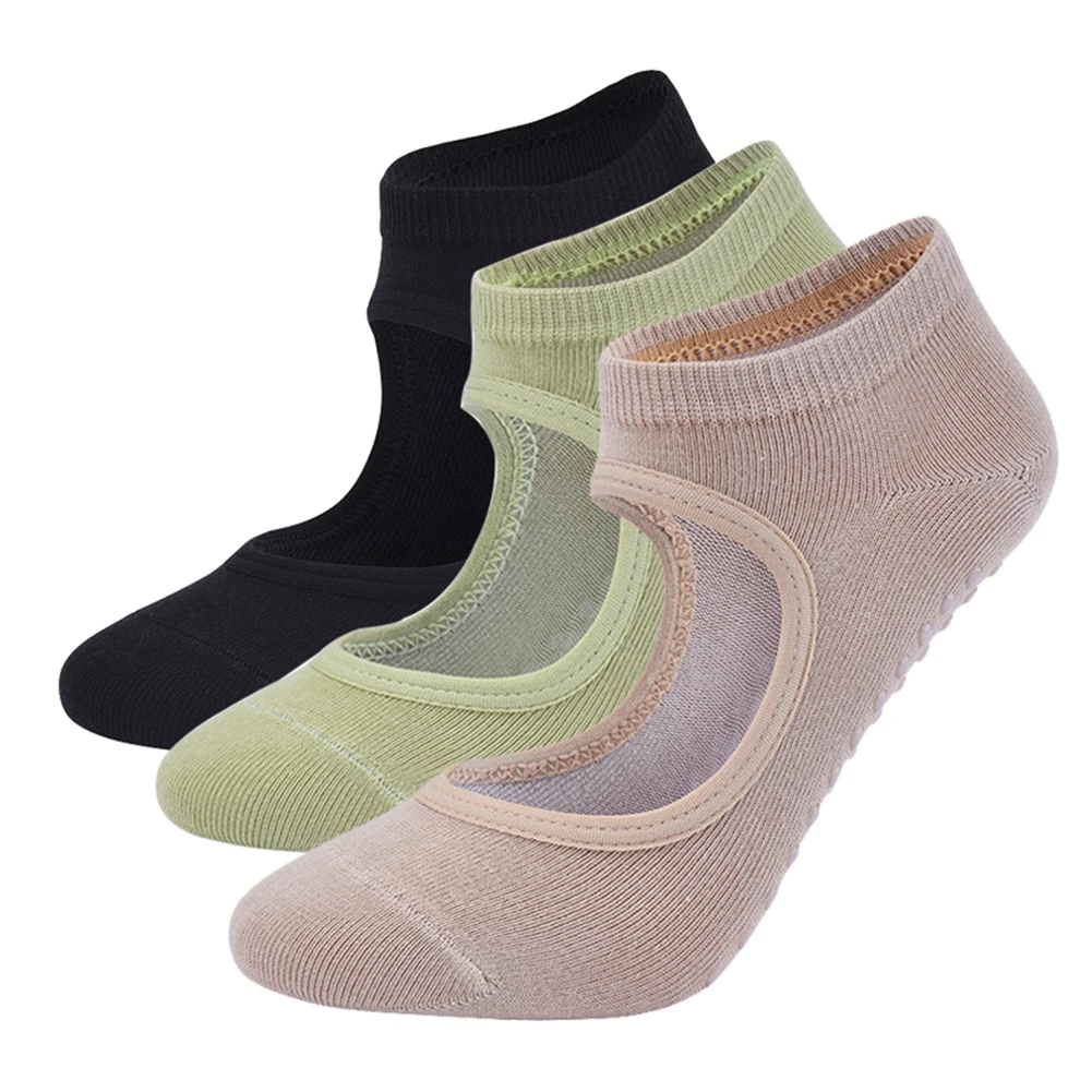 

Women Backless Pilates Socks Breathable Anti Slip Female Yoga Socks Cotton Ballet Dance Sports Socks For Fitness Gym