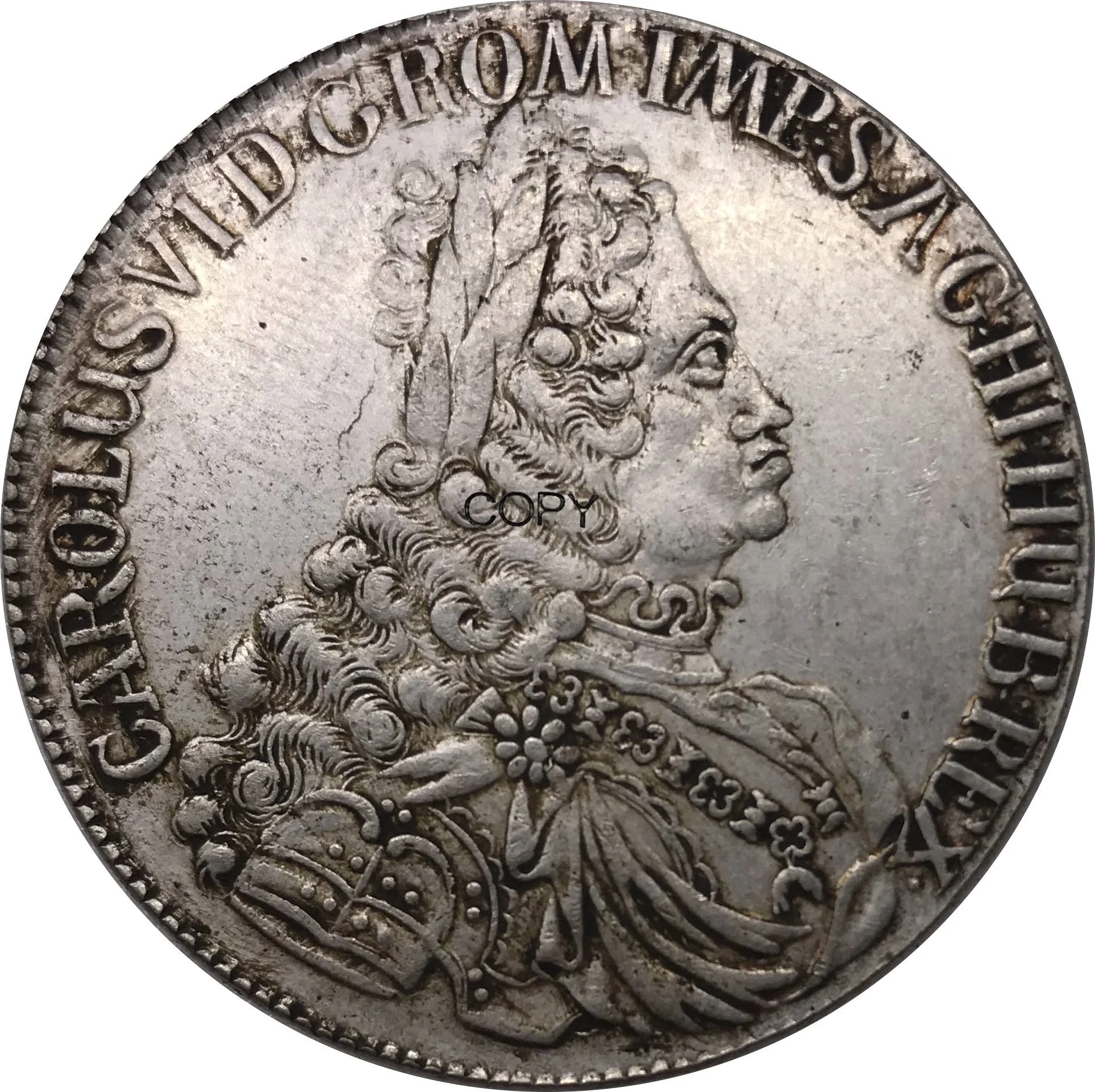 1724 Монета Австрии Карл VI Святой Римской император 1 Талер Металлическая серебряная покрышка из медно-никелевого сплава Китайские сувенирные реплики монет.