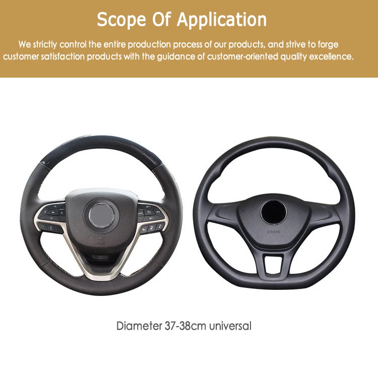 

37-38CM Universal Car Steering Wheel Cover Protector Anti Slip PU Leather Covers Car Accessories Interior Automotive Goods