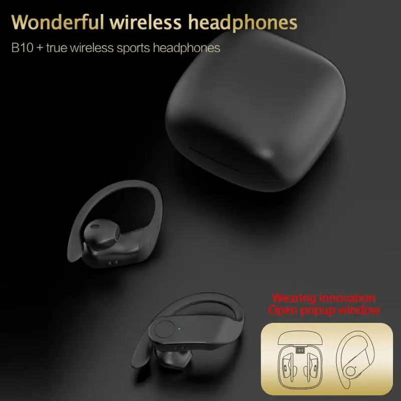 

Беспроводные наушники B10 TWS с Bluetooth-зарядкой, Спортивная гарнитура с ушным крючком, водонепроницаемые наушники, работают на всех смартфонах ...