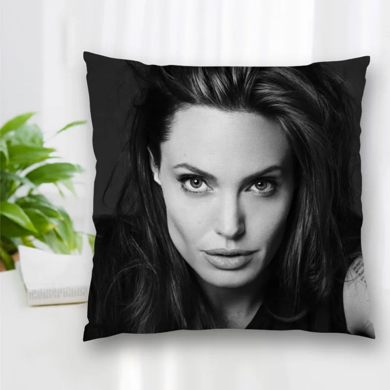 Custom Angelina Jolie Actor Pillow Slips Polyester Decorative Pillowcases Zipper Case Pillowcase Cover Square 40x40cm | Дом и сад