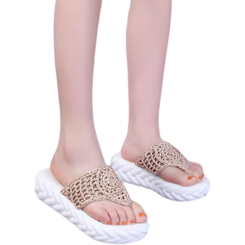 

Thick-Soled, Non-Slip, Wear-Resistant, Hand-Woven Ladies Slippers, Soft-Soled Fashion, Simple And Pure Color Casual Flip Flop