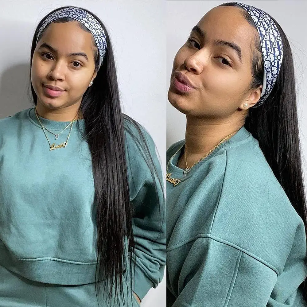 

Headband Wig Human Hair Wigs For Black Women Straight Brazilian Glueless Remy Hair Wigs Full Machine Made Wig Beginner Friendly