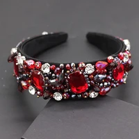 baroque red rhinestone rice beads headband fashion temperament dance show catwalk personality exaggerated headband 712