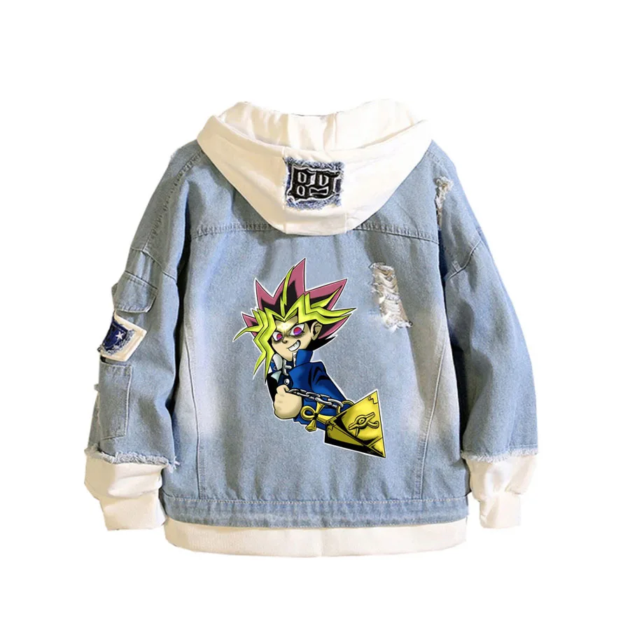 

Anime Yu-Gi-Oh! Coat Teens cowboy Cosplay Jacket Men Women Casual Denim Hooded Loose coat Cartoon Hooded