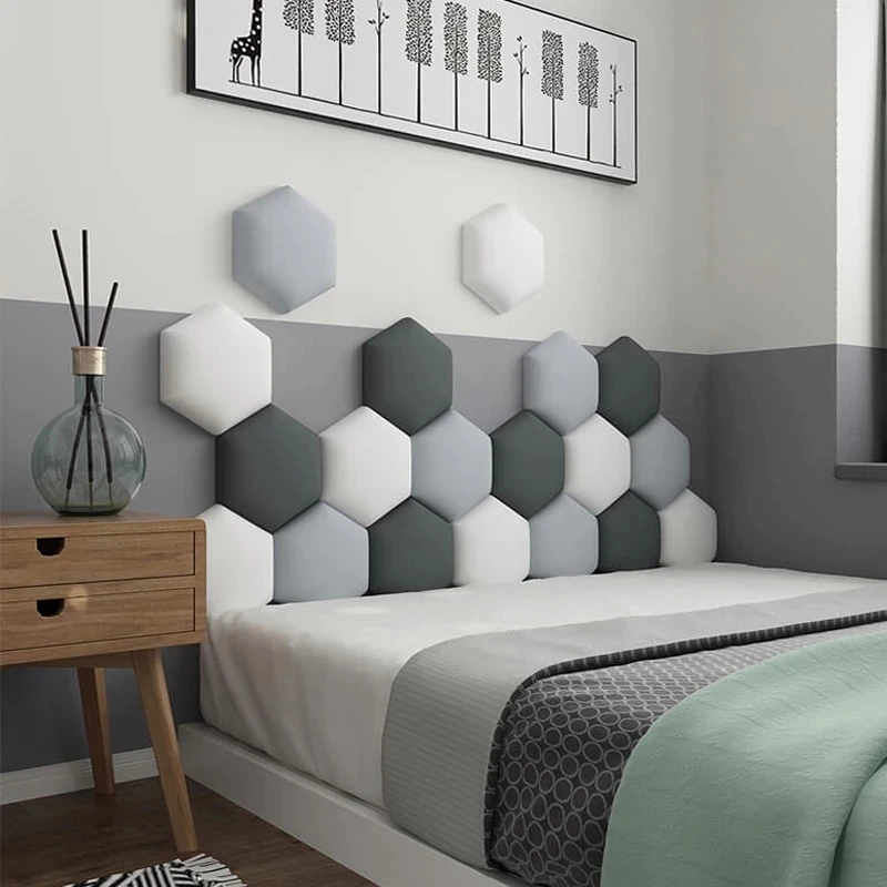 

Hexagonal Soft Package Children's Bedroom Head Protection Soft Bag 3D Self-adhensive Wall Sticker Home Decor