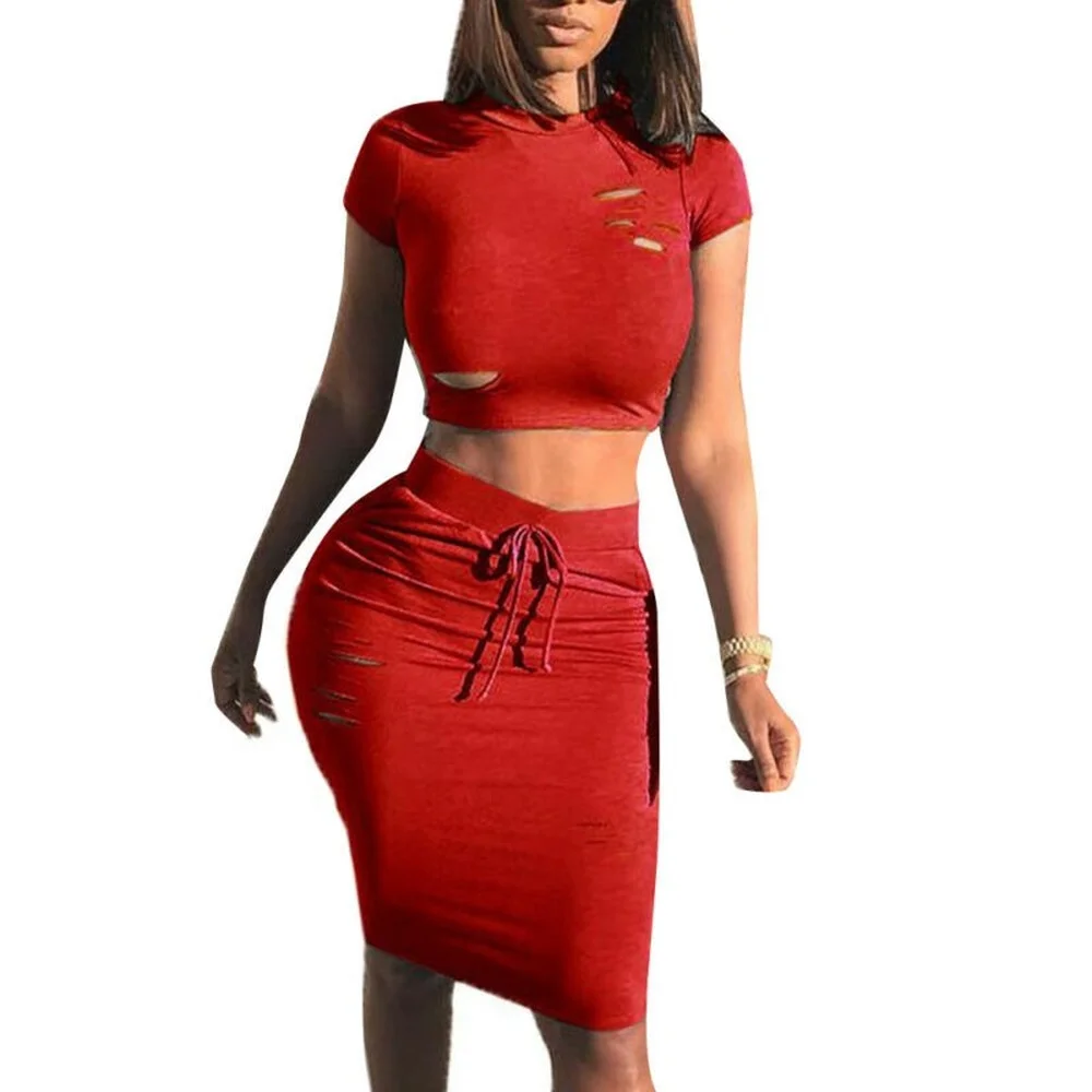 

Women Ladies Plain Short Sleeve Cropped Crop Top + Mini Skirt Set Party Clubwear