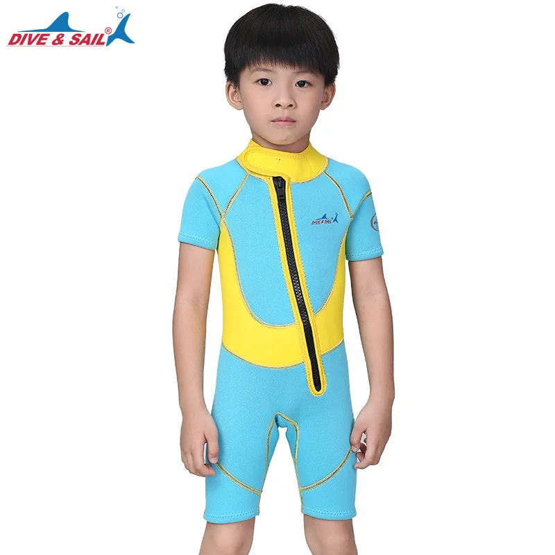 Цельный Детский костюм для дайвинга 2 5 мм комбинированный с коротким рукавом
