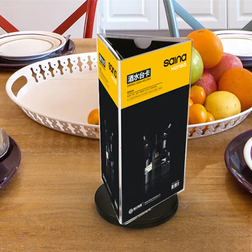 Вращающийся на 360 градусов трехсторонний Пластиковый Акриловый Настольный меню