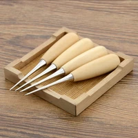 wooden handle awls leather punch hand made tools leather craft belt hole puncher steel punches leather processing tools