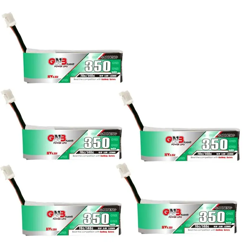 5 шт. GAONENG 1S 350 мАч 3 8 в 70C/140C HV 4 35 Lipo батарея PH2.0 разъем для M80S TINY6 Beta75S Emax Tinyhawk FPV