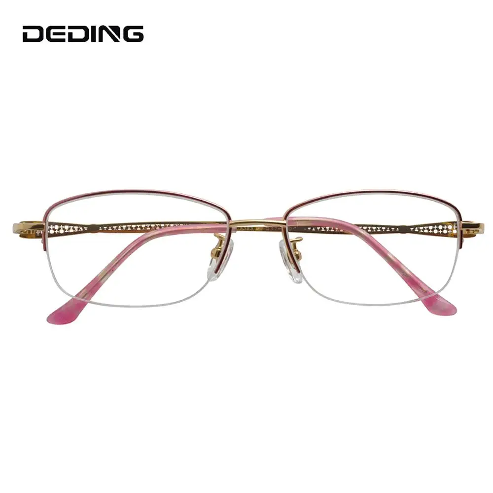 

Женские очки в оправе из чистого титана, Полуободковые круглые очки, ультралегкие, по рецепту, для близорукости, оптические женские очки DD1562