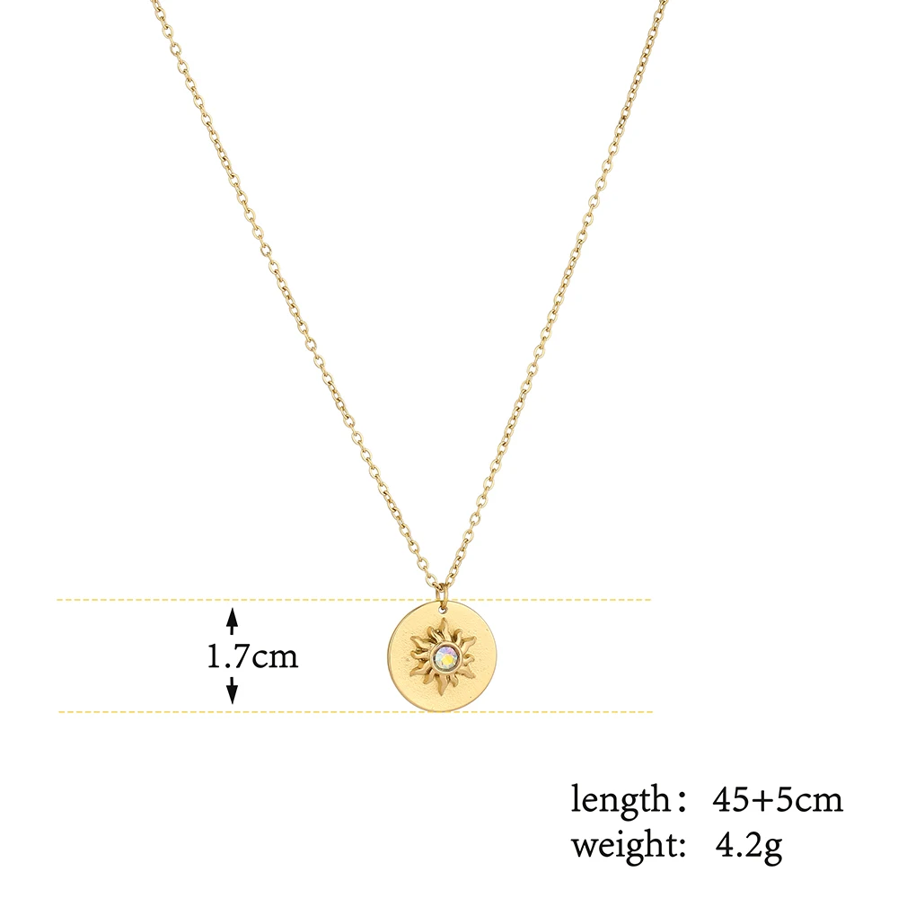 Mavis Hare LUANA монета ожерелье солнце из нержавеющей стали круглый кулон с семью в