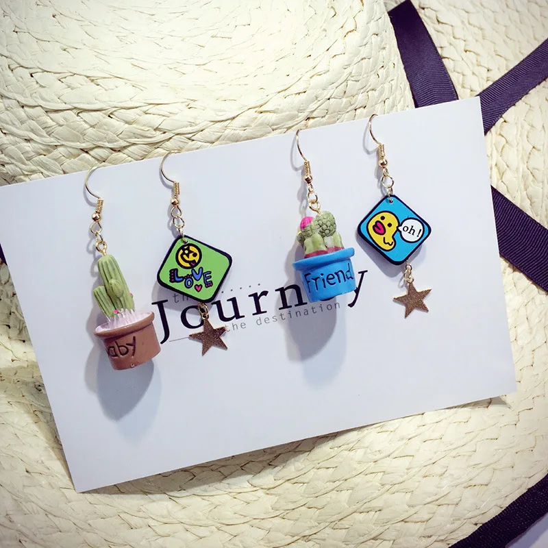 Японские серьги-подвески с искусственными растениями и КАКТУСОМ для женщин