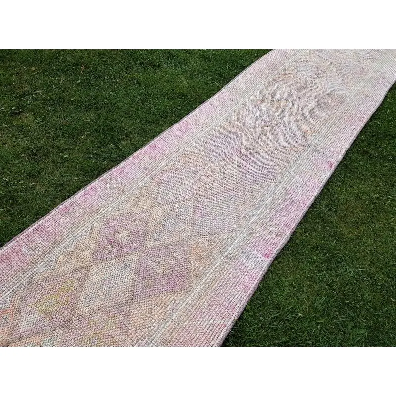 Винтажный английский Oushak длинный бегун с розой и розовым 2 6X11 4 футов.|Ковер| |