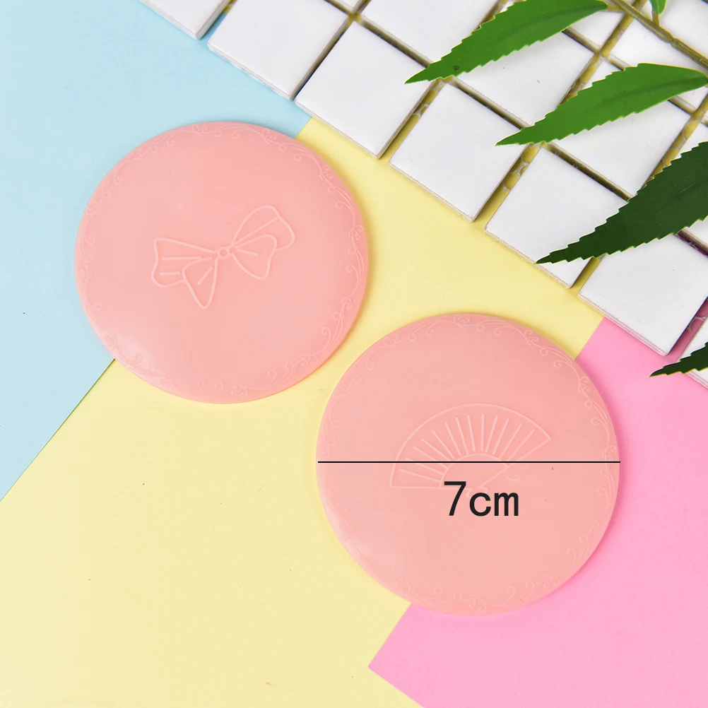 Pink Cute 1pcs Mini Pocket Makeup Mirror Cosmetic Compact Metal Mirrors Color Random Dia 7cm