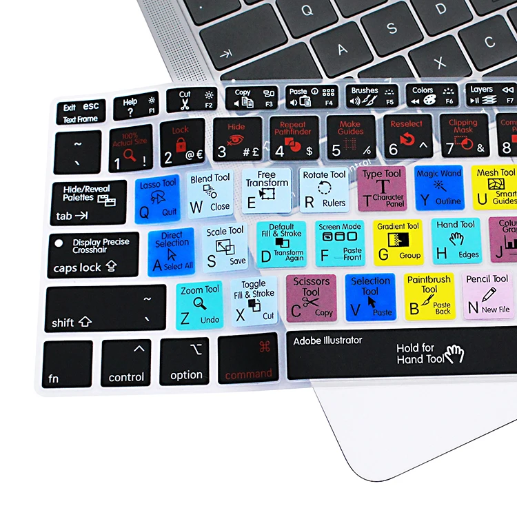 Для Adobe Illustrator ярлыки силиконовая клавиатура обложка кожа для MacBook новейший Air 13