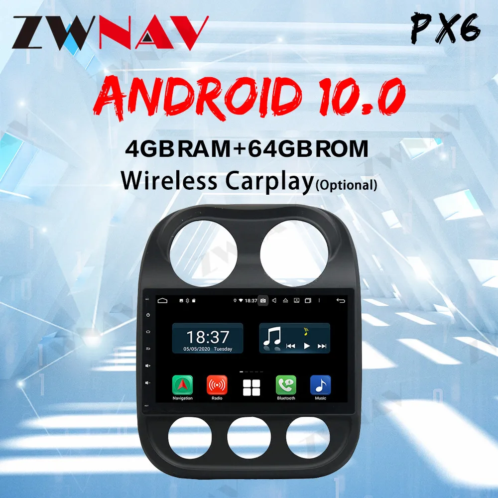 

ZWNAV For Jeep Compass CARPLAY DSP 2009-2015 Car Radio Multimedia Video Player Navigation GPS Android 10 No 2din