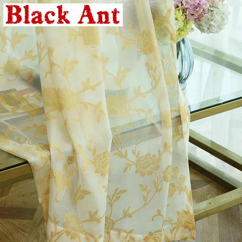 Золотистые и розовые прозрачные Занавески для гостиной пасторальные