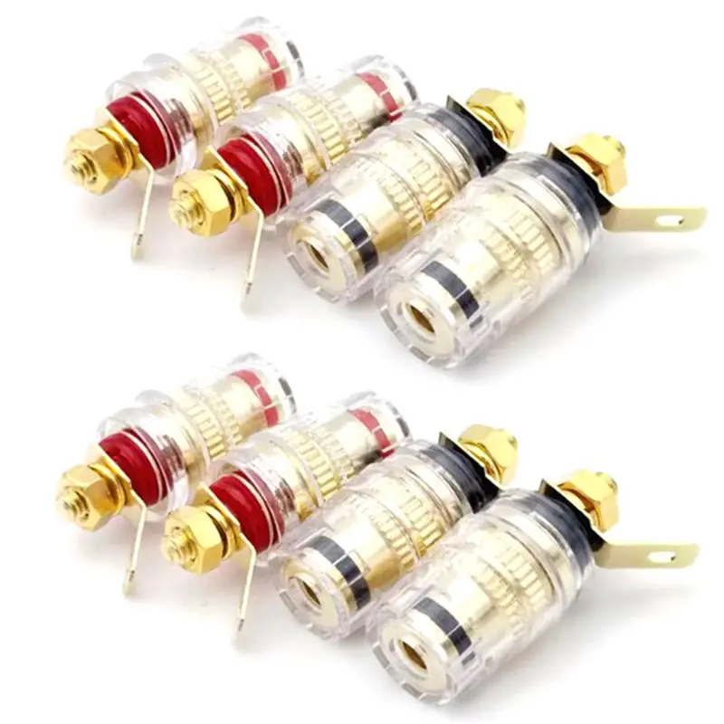 

B2RA 8pcs/set Speaker Terminal Binding Post 4mm Banana Plug Socket Low Frequency Amplifier Connector for Loudspeakers