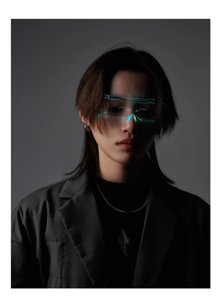 

Светящиеся очки Cyberpunk Future Technology Sense, очки для ночного клуба и бара со светодиодной подсветкой
