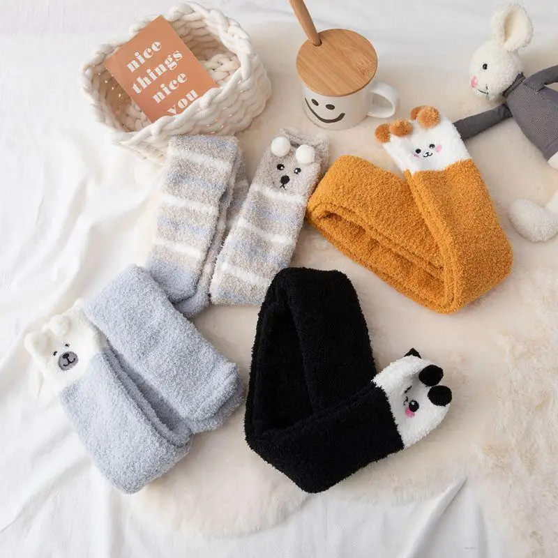 

Rose Coral Fleece Socks women's Winter Knee Lengthening Floor Socks Women's Socks Autumn And Winter Thick Snow Socks Sleep Sock